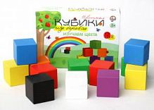 Кубики из дерева 12 шт 8 цветов Изучаем цвета 01646 Десятое королевство 
